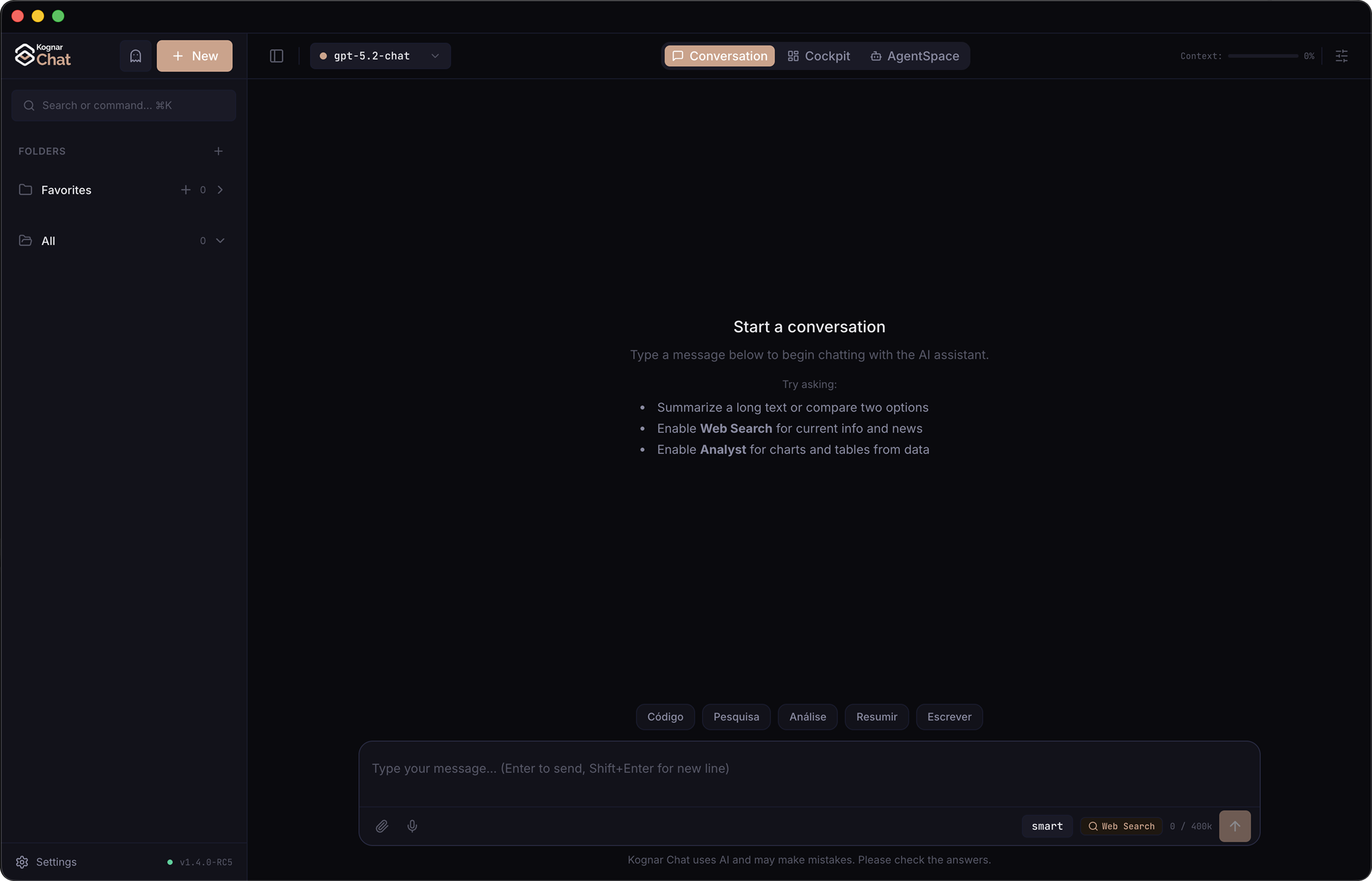 Kognar Platform interface overview